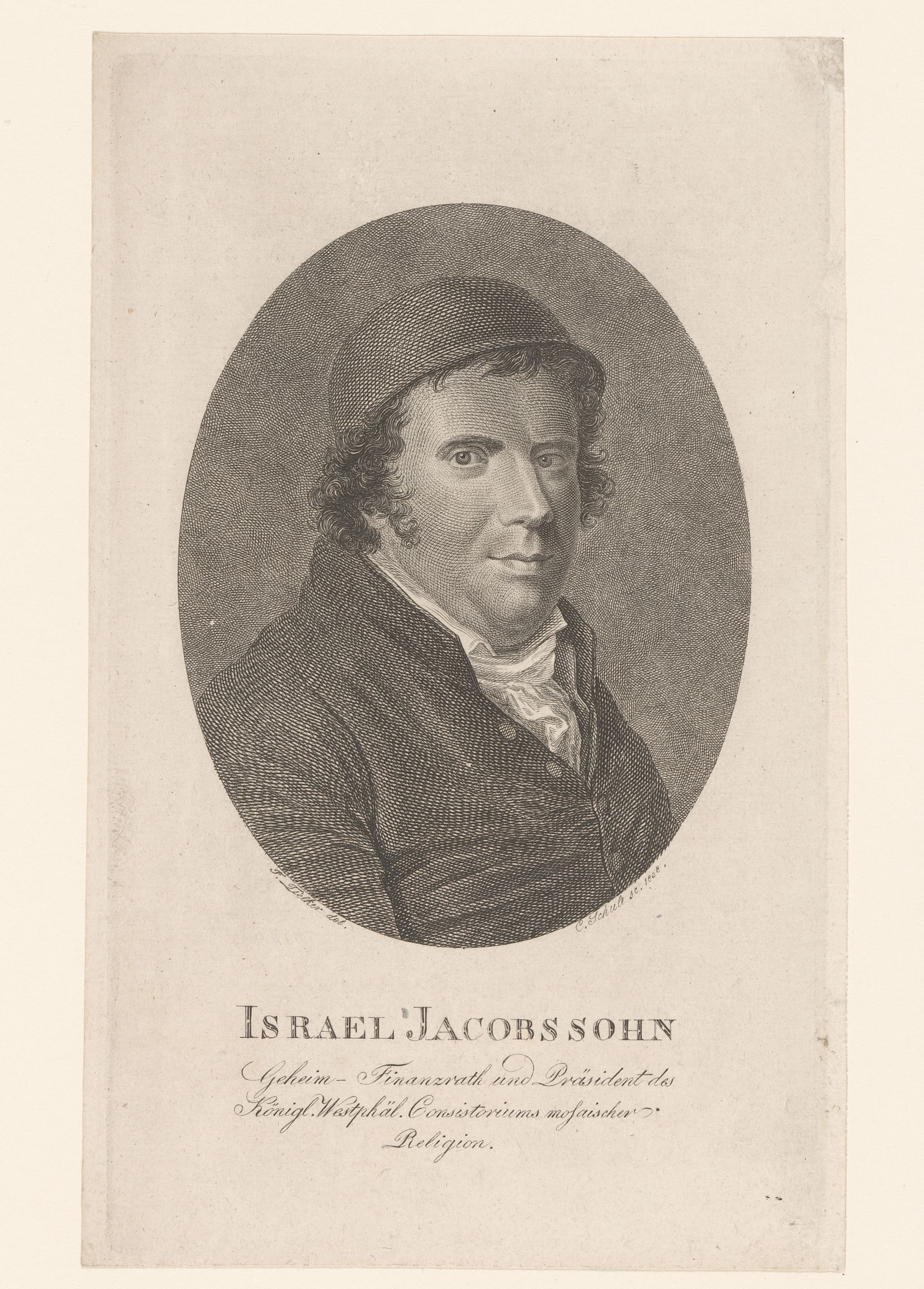 Early nineteenth-century engraved portrait of Israel Jacobson in a dark coat