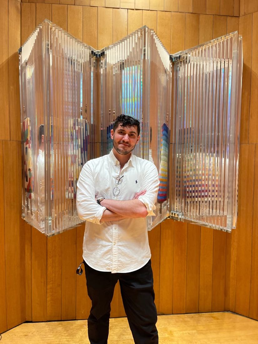 Daniel Reichenbach standing before a transparent ark at Hebrew Union College–Jewish Institute of Religion in New York