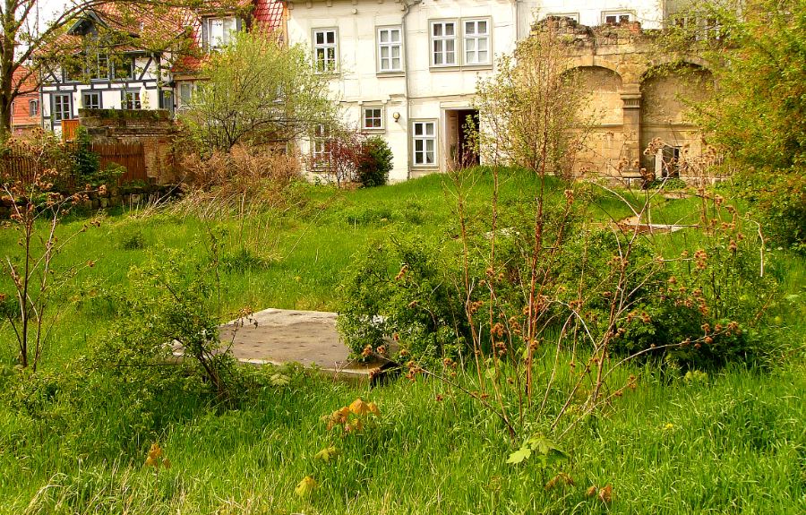 Figure 19. Figure 19. The remains of the synagogue site, Judenstrasse/Bakenstrasse, Halberstadt. Since 2008 the footprint of the bu...